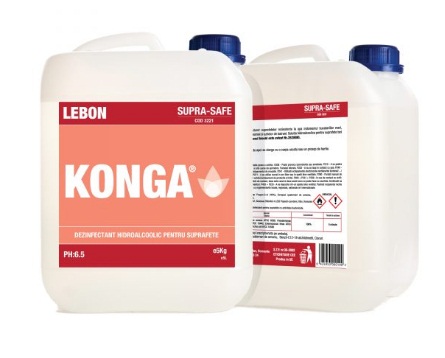 Aviz biocid – Solutie hidroalcoolica pentru dezinfectie rapida Suprafete 5L Konga Konga